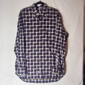 Peter Millar Long Sleeve Button Down Purple Plaid Shirt Large